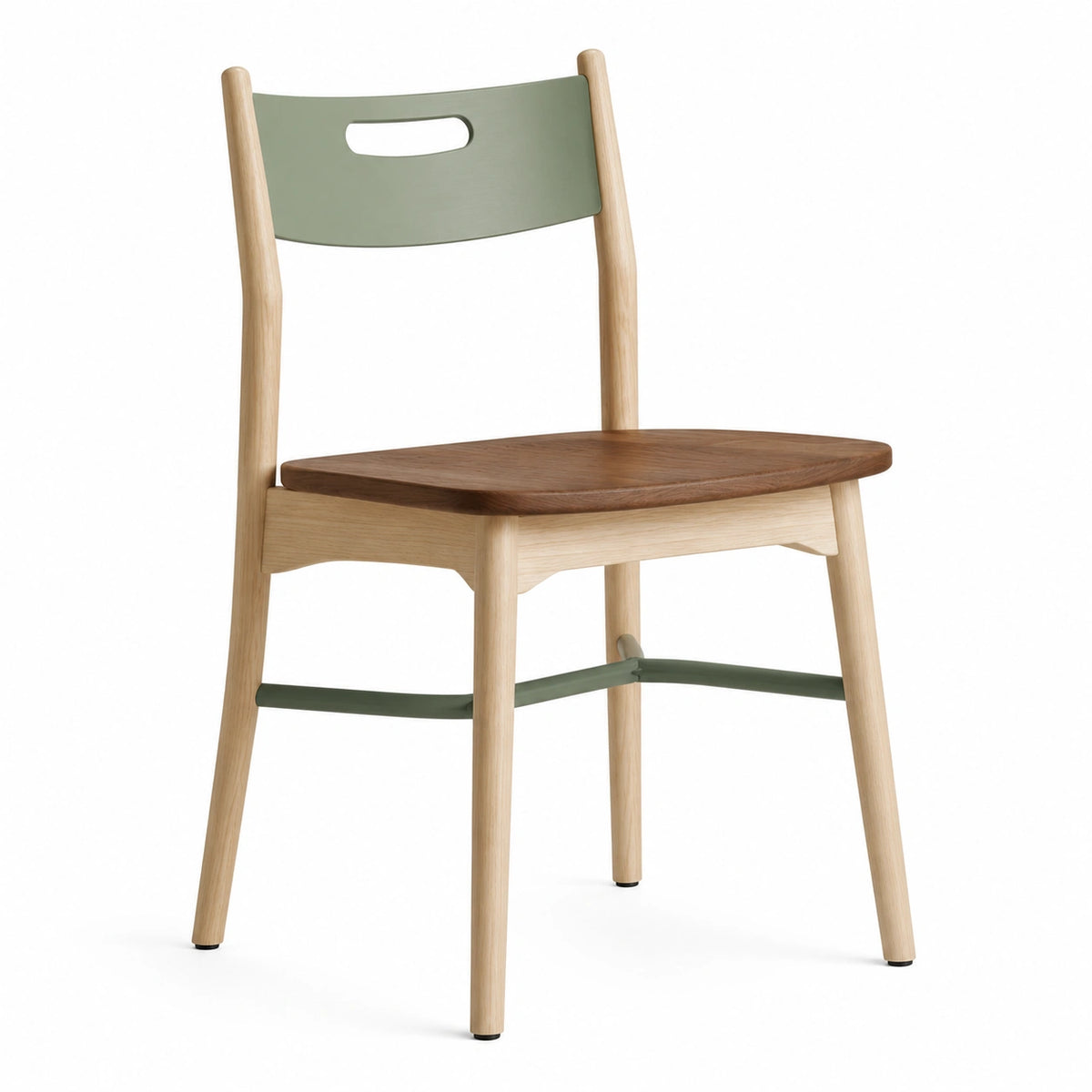 Silla de Madera Maciza con Respaldo Verde y Asiento Marrón
