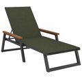 Tumbona de aluminio y madera con textileno verde 200 cm