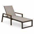 Tumbona de Aluminio con Reposabrazos de Madera 200x65x35cm