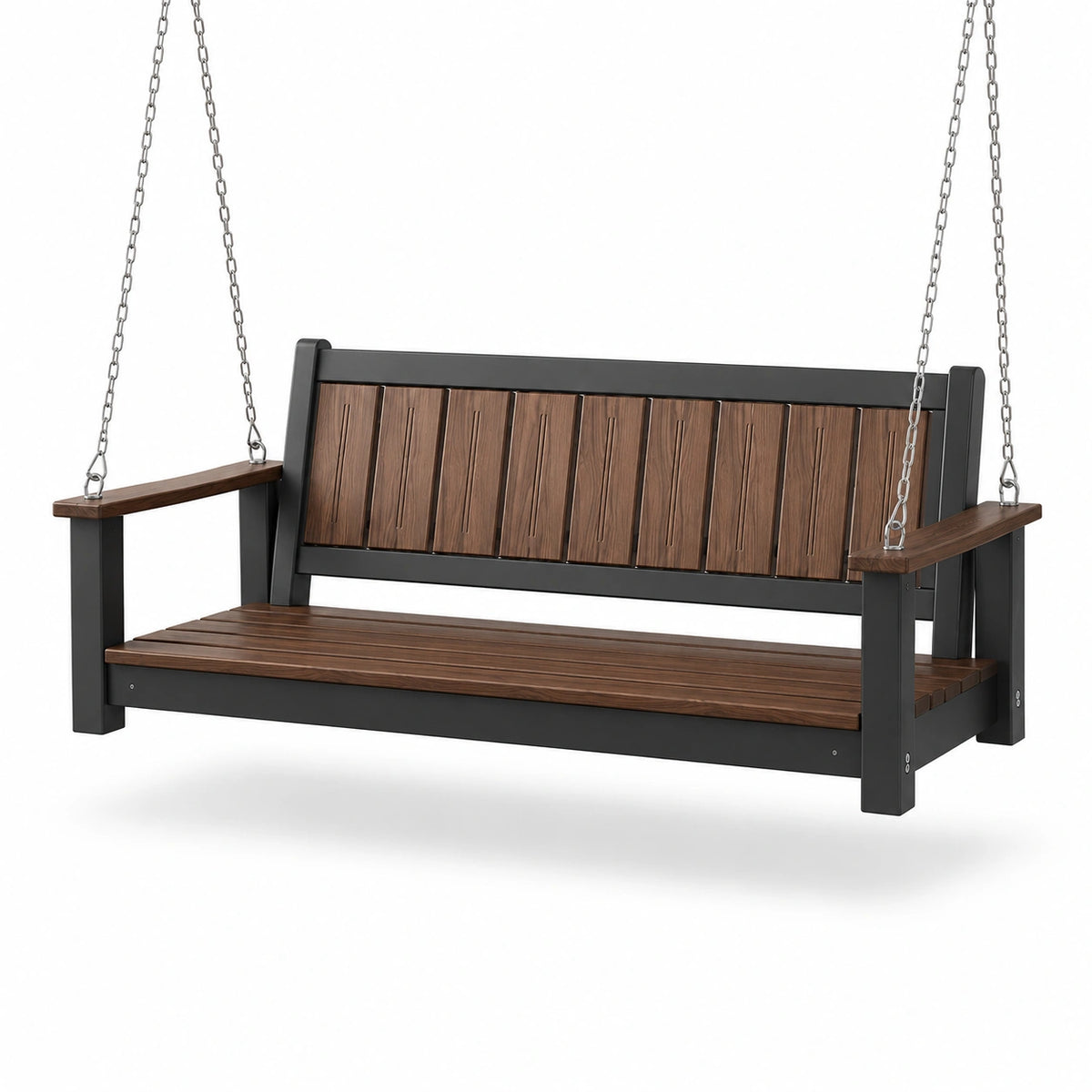 Columpio de Jardín con Asiento de Madera y Estructura Metálica