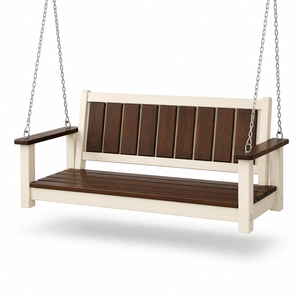 Columpio de Jardín Plástico y Madera Crema/Marrón 120 cm