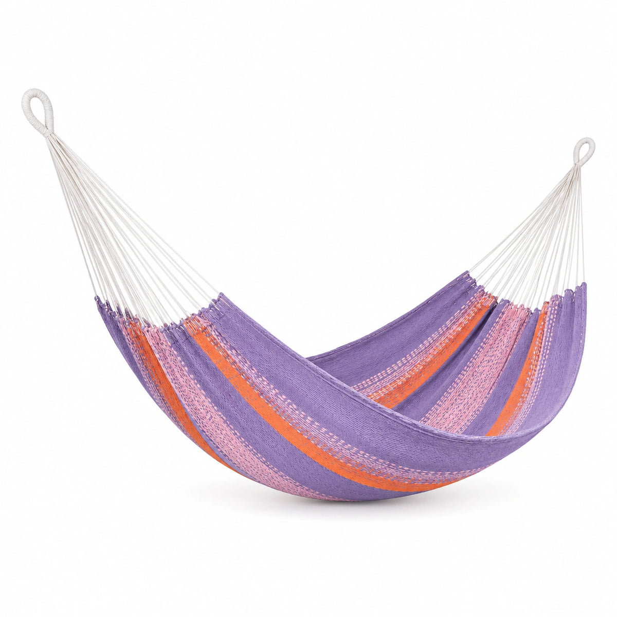 Hamaca de Algodón Rayas 200x150cm Lila y Naranja