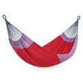 Hamaca de algodón rojo y morado 200x150 cm