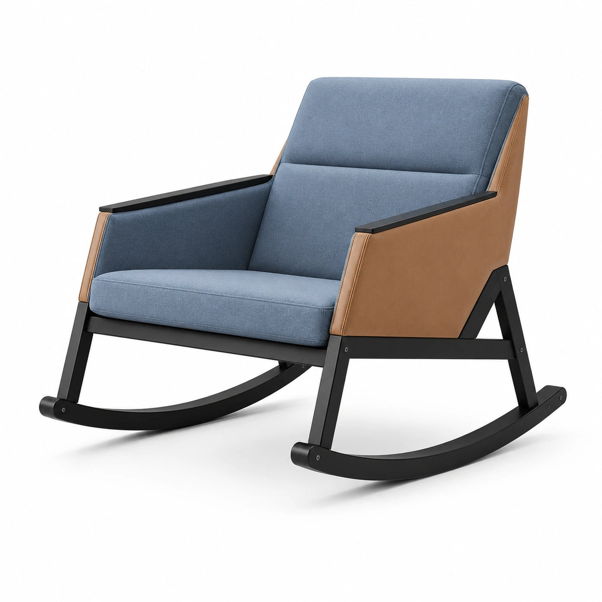 Sillón mecedora de tela y piel sintética