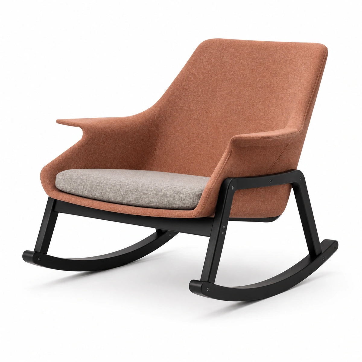 Silla Mecedora de Tela con Estructura de Madera