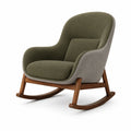 Sillón mecedora de tela con base de madera
