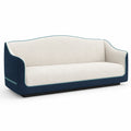 Sofá de tres plazas de chenilla beige y azul con base de madera contrachapada 220 cm