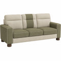 Sofá de Tres Plazas de Polyester Beige/Verde 220 cm