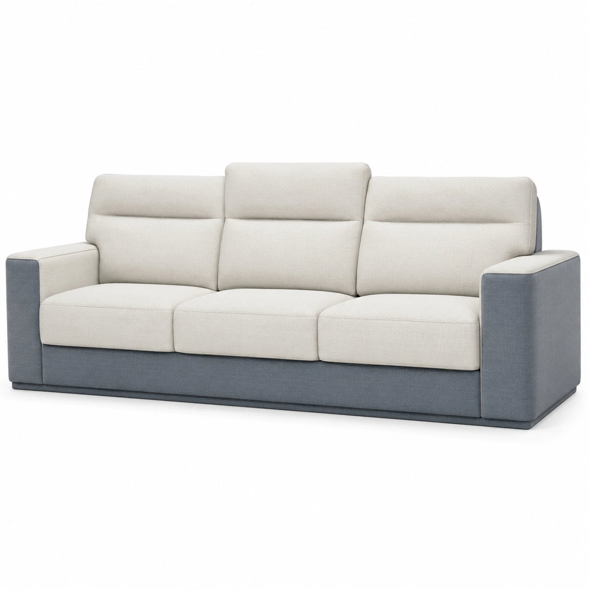 Sofá de tres plazas de tela poliéster y madera contrachapada Beige y Gris